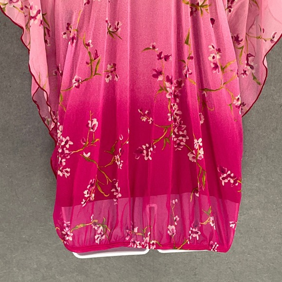 Apt‎ 9 Pink Floral Ombre Poncho Top Women's Size L Blouse Overlay Sheer Flowy - Picture 8 of 14